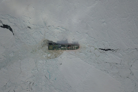 S.A. Agulhas II Breaking Ice
