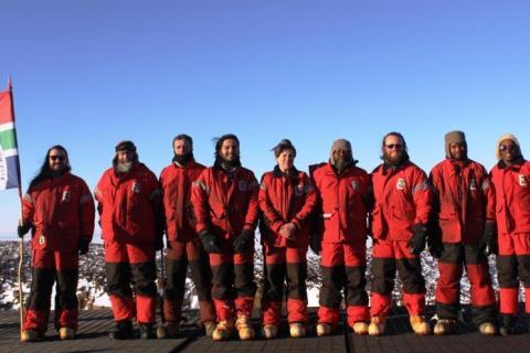 SANAE 55 (2016): (L-R) Padraig Riley, Mike Phillips, Vince Rademeyer, Parikshit Bohra, Abby Paton, Mokete Makhanya, David Malan, Bona Mbeki, Tshepo Tawane, Mark White.